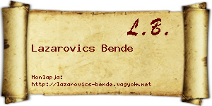 Lazarovics Bende névjegykártya